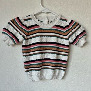 Janie & Jack Striped Puff Sleeve Sweater Top Size 2T